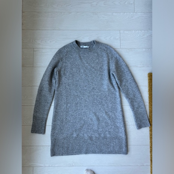 Zara Wool Blend Gray Midi Knit Dress US S - Picture 6 of 8